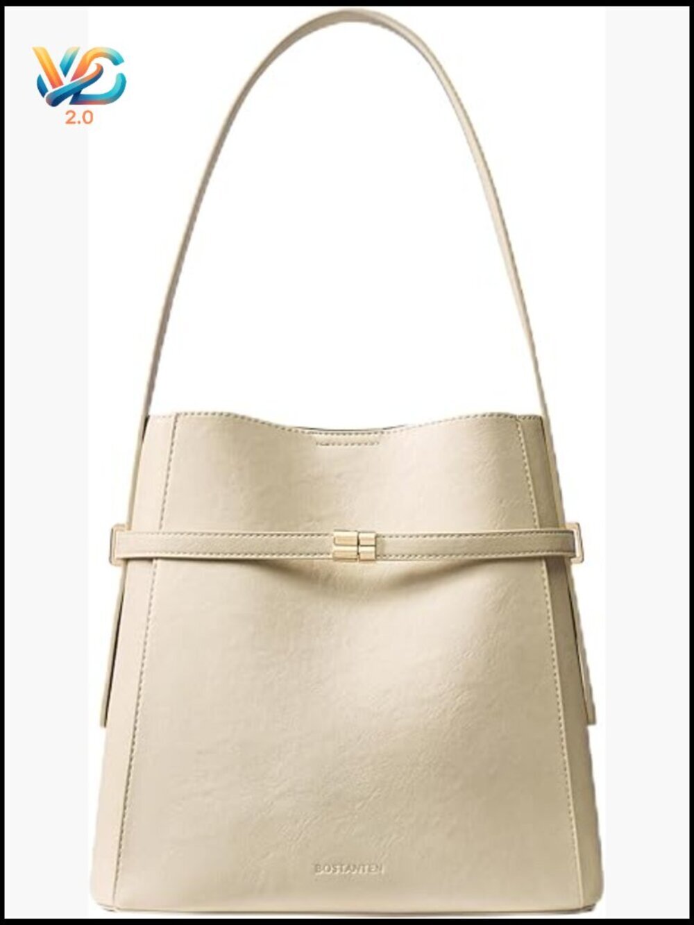 Bucket Bag Soft Vegan Leather Shoulder Handbag with Separate Pouch Retro
